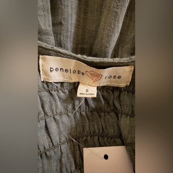 Smocked Ruffle Sleeve Maxi/ midi  Dress in Sage Green NWT by Penelope Rose - Picture 7 of 10